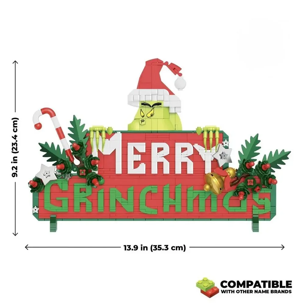 Dr. Seuss GRINCH MERRY GRINCHMAS SIGN Building Set 568 Pieces Brickcraft #72361